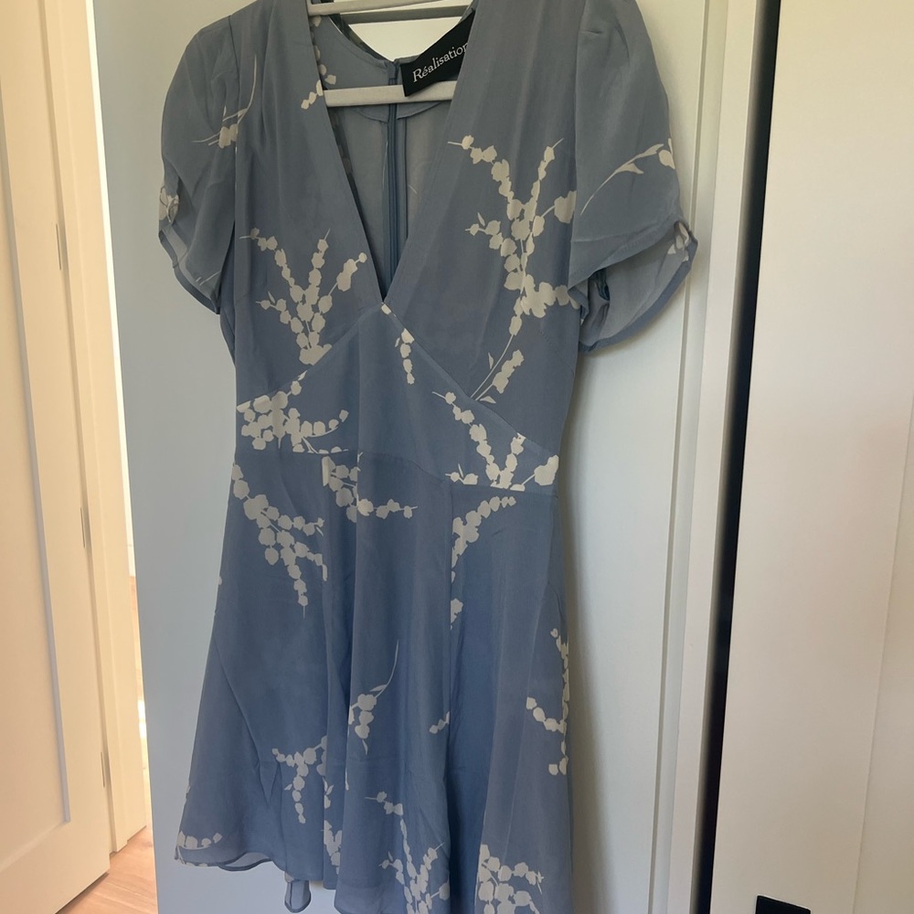 Realisation Par Blue Puff Sleeve Mini Dress